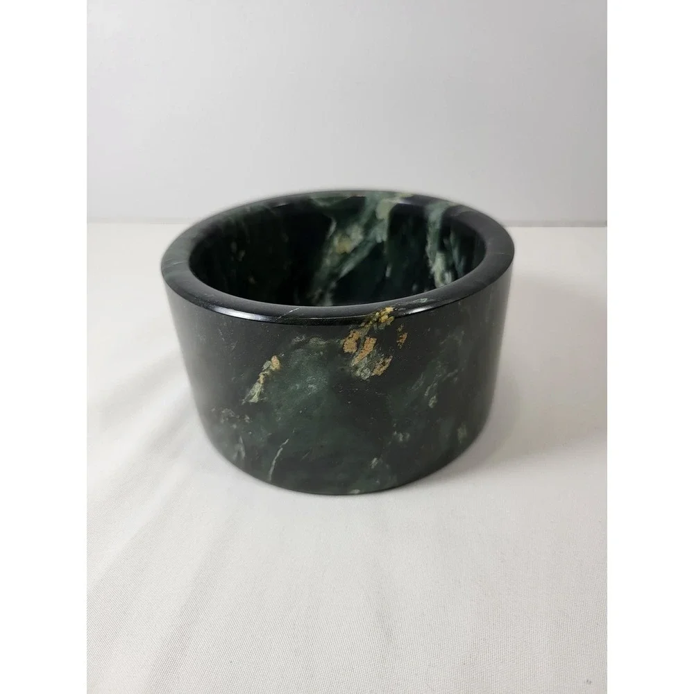 Vintage Dark Green Serpentine Marble Offering‎ Bowl, Money Bowl, Abundance Bowl.